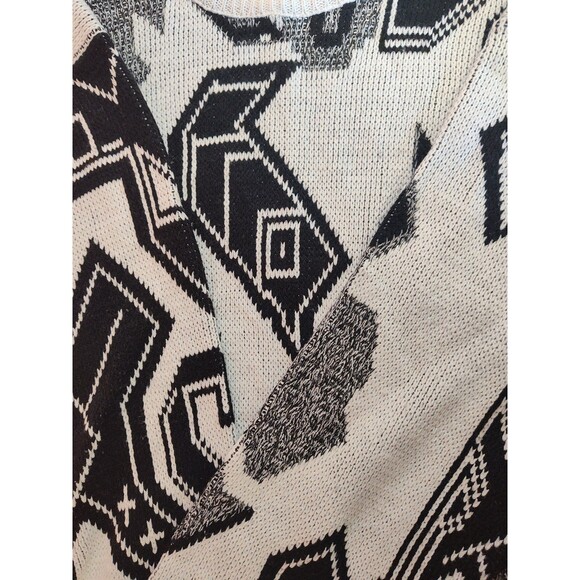 Men's Lavane New York Geometric Crewneck Sweater Black White Medium - Picture 4 of 6